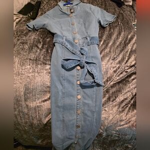 Fashion Nova Light Blue Denim Dress